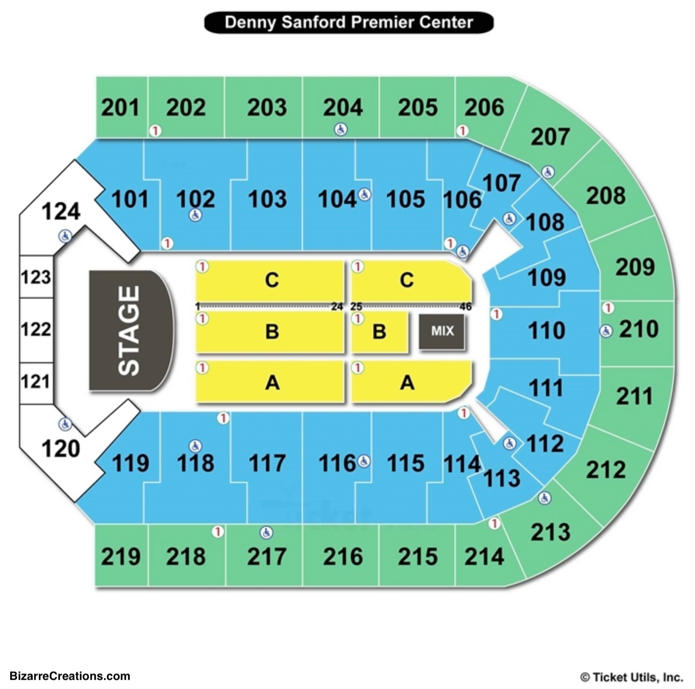 Denny Sanford Premier Center Seating Charts Views Games Answers 