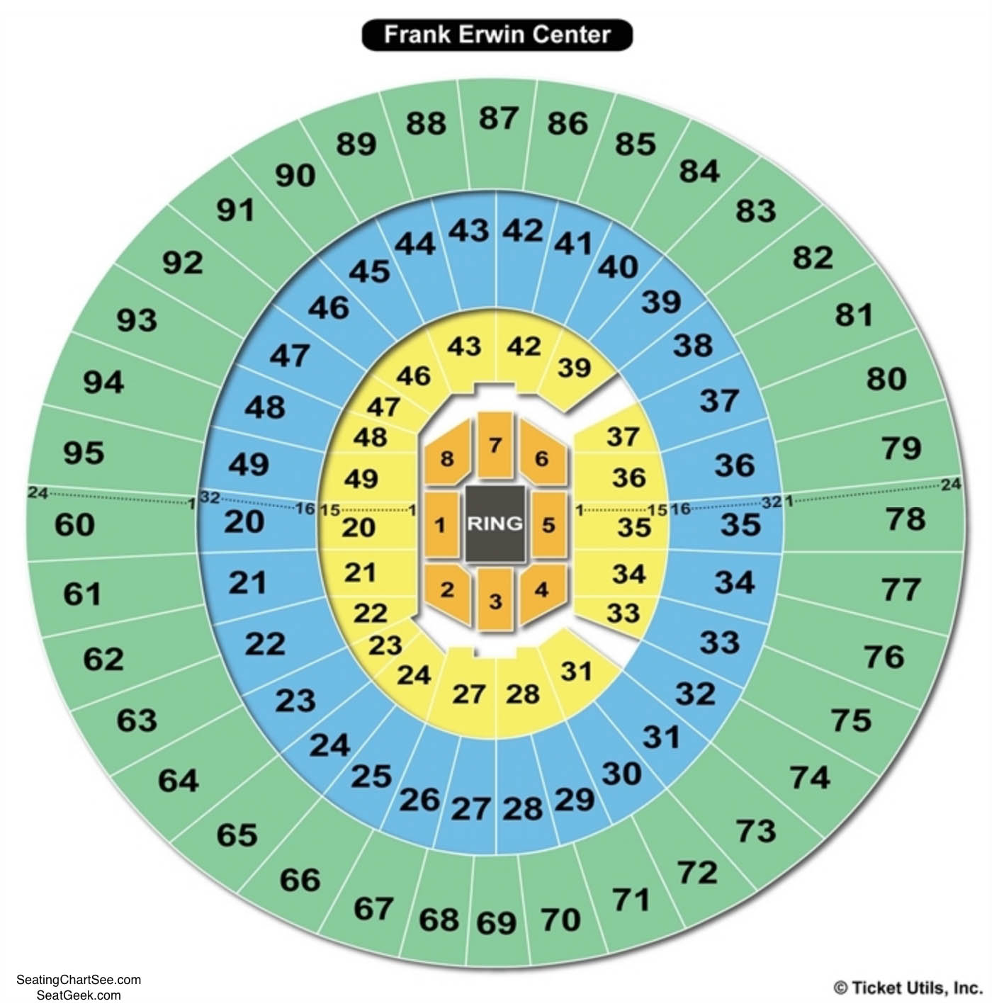 Frank Erwin Center Seating Charts Games Answers Cheats