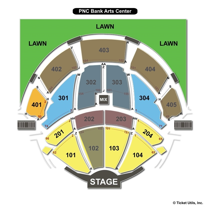 Pnc bank arts center seating chart