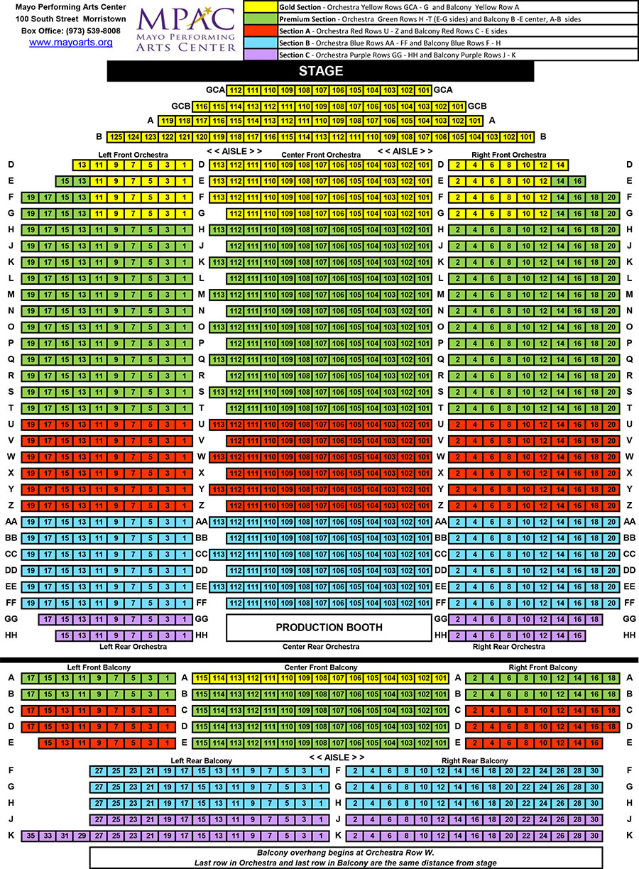 Mayo Arts Center Seating Chart Center Seating Chart