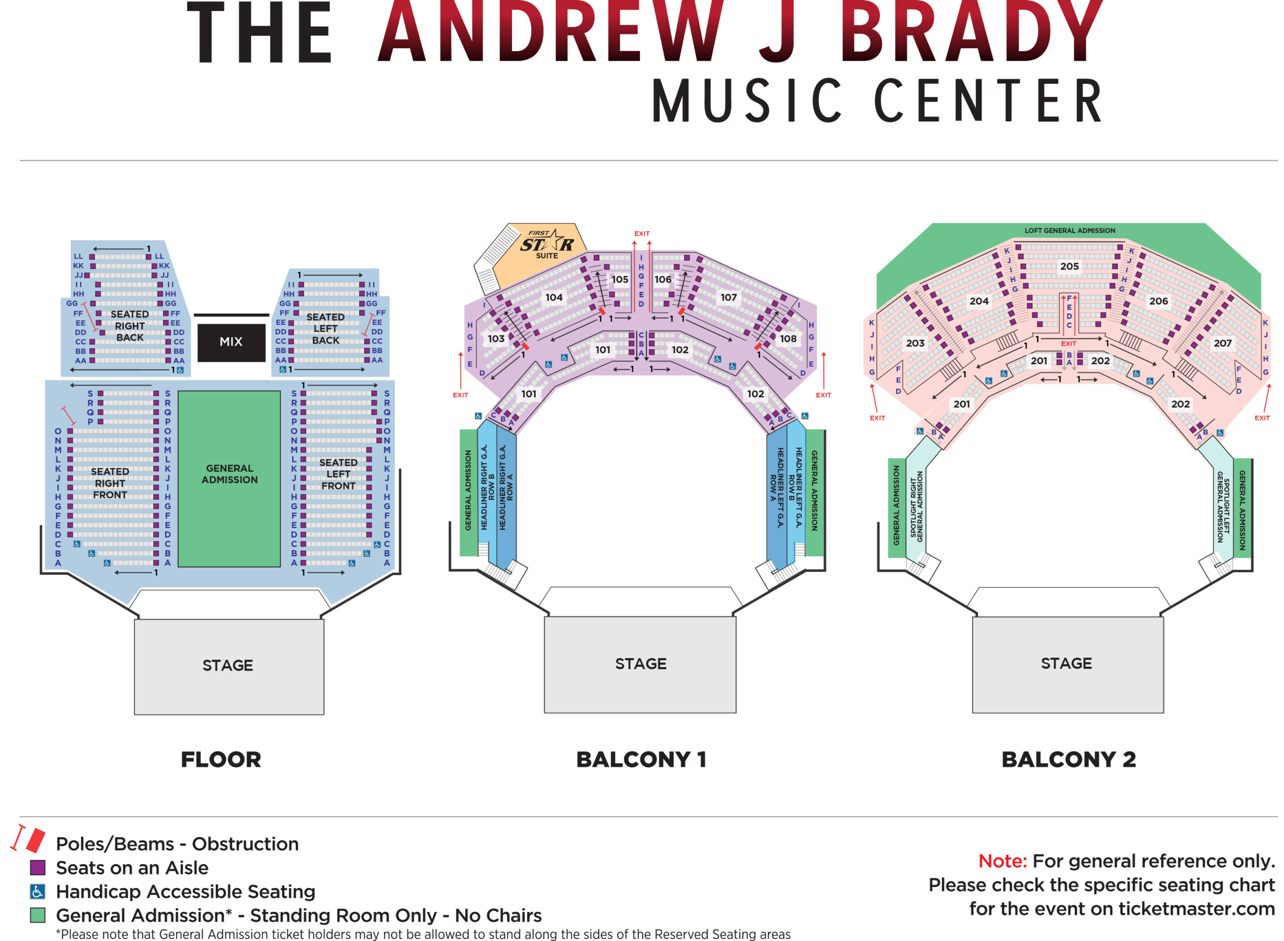 Seating Charts Venue Maps The Andrew J Brady Music Center