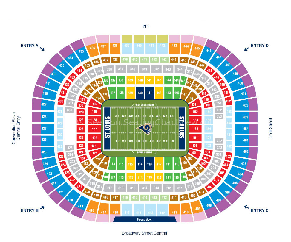 The Dome At America s Center St Louis MO Seating Chart View