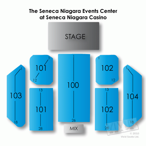 The Seneca Niagara Events Center At Seneca Niagara Casino Seating Chart 