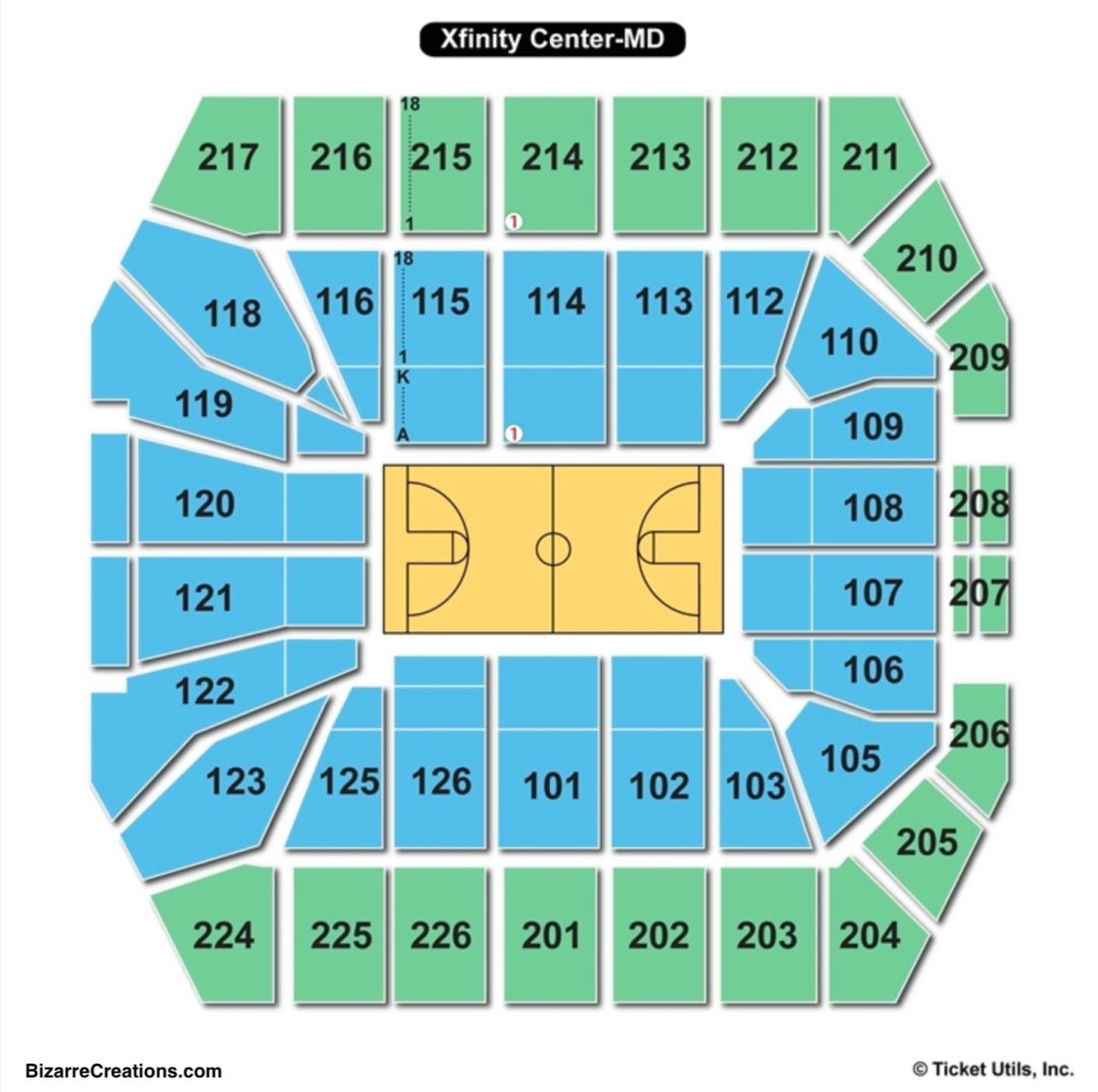 Xfinity Center Seating Chart College Park Seating Charts Tickets